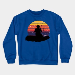 Kitesurfer Surfing The Wave Artistic Silhouette Retro Sunset Crewneck Sweatshirt